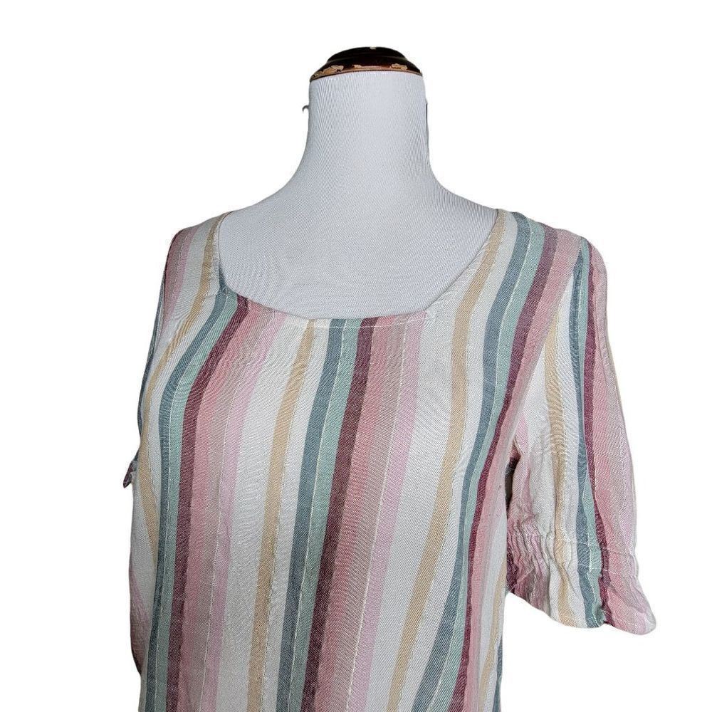 Alison Andrews Multicolor Stripe Metallic Short Sleeve Blouse Size Small - Picture 7 of 10